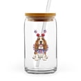 thumbnail image 1 of 4th of July Basset Hound Celebrates Independence Day 16oz Glass Cup Mug Bassets Dog Breed Lovers Gifts Idea Glass Can with Bamboo Lid and Straw - 12010, 1 of 5
