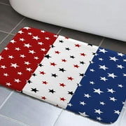 4th of July Bathroom Rugs, American Patriotic Stars Bathroom Rugs Set, Presidents Day Blue and Red Stars American Flag Bathroom Rugs Set, Independence Day Bathroom Rug Mat 19X31inch