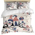 thumbnail image 1 of 4th of July Bedding 3 Piece Duvet Cover Set Queen Size, Independence Day Gnomes Blue Red Star Tree Rustic Soft Microfiber Comforter Cover with Zipper Closure & Pillowcases, FadeResistant Quilt Cover, 1 of 9