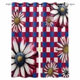 thumbnail image 1 of 4th of July Blackout Curtains for Bedroom Living Room Darkening Curtains 84 Inch Length 2 Panels Set Red Blue Plaid Spring Floral Independence Day Window Curtain Window Treatment Drapes 52"x84", 1 of 9