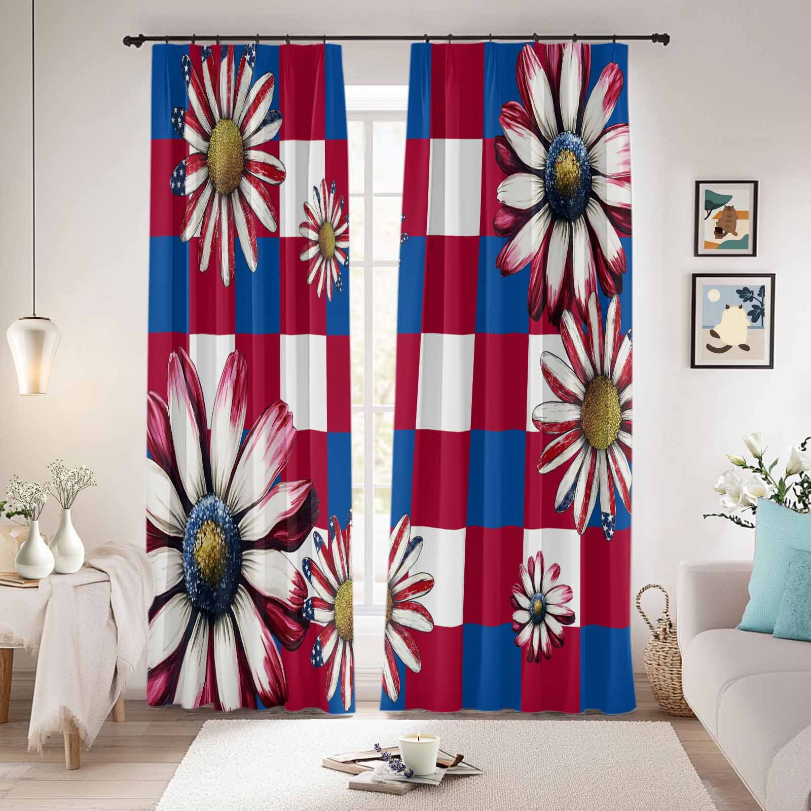 4th of July Blackout Curtains for Bedroom/Living Room, Pinch Pleated