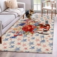 thumbnail image 1 of 4th of July Blue Red Runner Rug 2.7x5 FT,Non Slip Entryway Carpet,Star Watercolor Floral American Flag Washable Soft Floor Carpet Entrance Mat Non-Shedding Throw Rug for Hallway Laundry Room Bedside, 1 of 9