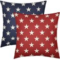 thumbnail image 1 of 4th of July Blue Red Star Pillow Covers 18x18 Set of 2 Patriotic Fourth July Decorative Throw Pillows Outdoor Farmhouse Pillowcases Memorial Day Cushion Case Sofa Couch Bed Decorations, 1 of 6
