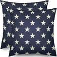 thumbnail image 1 of 4th of July Blue Star Pillow Covers 18x18 Set of 2 Patriotic Fourth July Decorative Throw Pillows Outdoor Farmhouse Pillowcases Memorial Day Independence Cushion Case Sofa Couch Bed Decor, 1 of 6