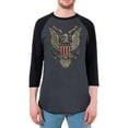 thumbnail image 1 of 4th July Born Free Bald Eagle Mens Raglan T Shirt Heather Black-Black LG, 1 of 1