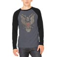 thumbnail image 1 of 4th July Born Free Vintage American Bald Eagle Adult Long Sleeve Raglan T-Shirt, 1 of 1