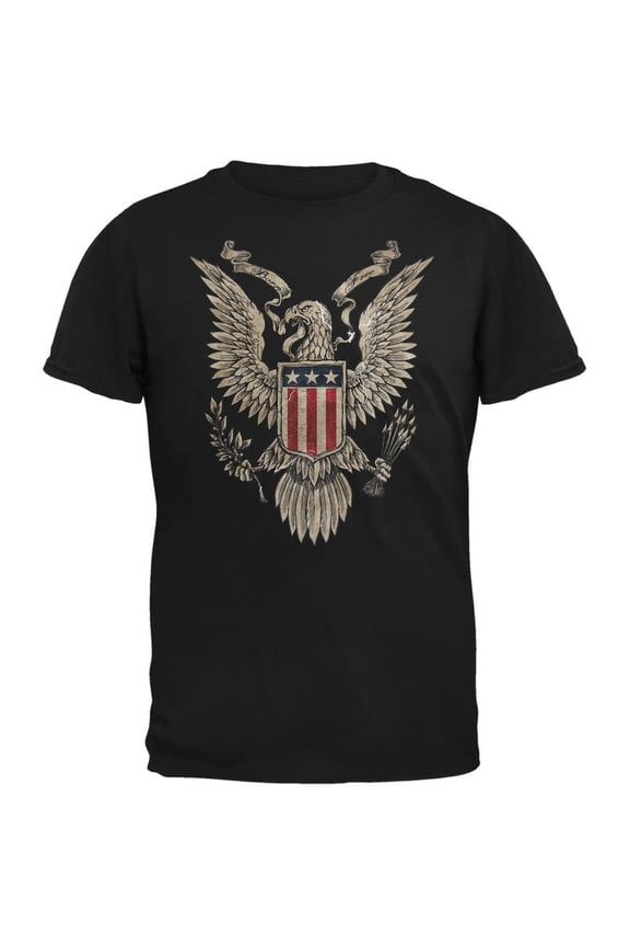 4th July Born Free Vintage American Bald Eagle Black Adult T-Shirt - Small