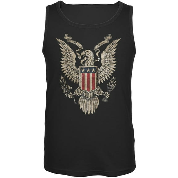 4th July Born Free Vintage American Bald Eagle Black Adult Tank Top - Large
