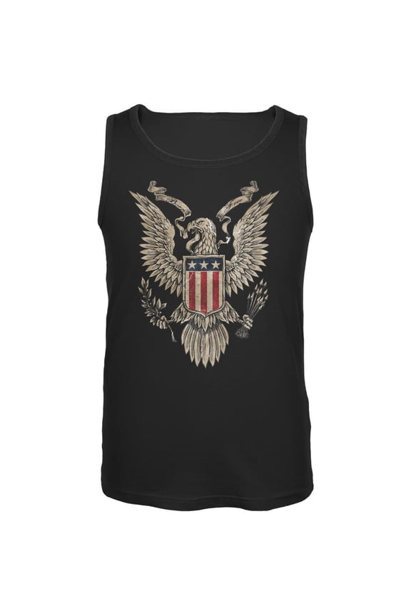 4th July Born Free Vintage American Bald Eagle Black Adult Tank Top - Small