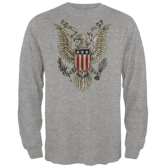 4th July Born Free Vintage American Bald Eagle Mens Long Sleeve T Shirt Heather MD