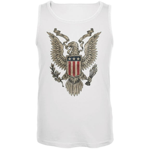 4th July Born Free Vintage American Bald Eagle White Adult Tank Top - Medium
