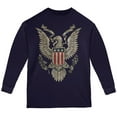 thumbnail image 1 of 4th July Born Free Vintage American Bald Eagle Youth Long Sleeve T Shirt Navy YXL, 1 of 1