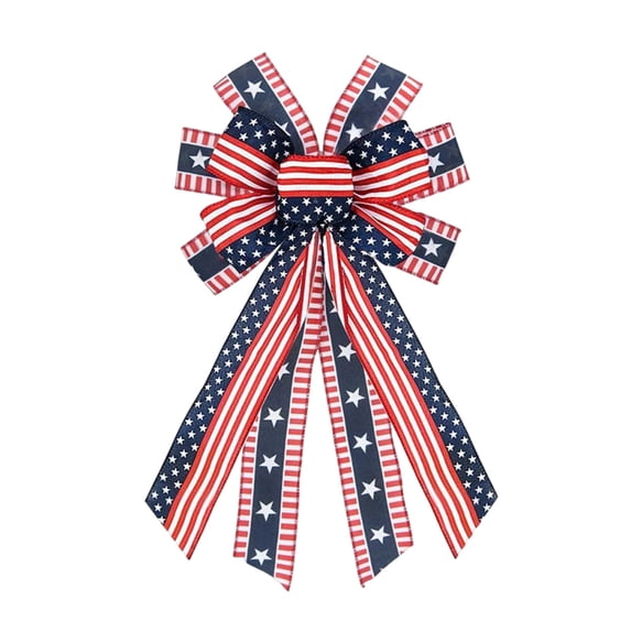 4th of July Bows for Wreath, Patriotic Wreath for Front Door Red Blue Burlap Independence Day Accessories for 250th Celebration Outdoor Memorial Day Patriotic Decor A
