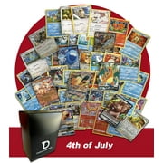 4th of July Bundle Pokémon Compatible TCG Random Assortment || Guaranteed Fire, Colorless, or Water Ultra Rare + 20 Fire, Colorless, or Water Pokémon Compatible Cards + Dan123yal Deck Box