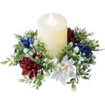 thumbnail image 1 of 4th of July Candle Rings Artificial Flower Wreath Red Blue White Patriotic Candle Holder 9.84" Tables Centerpieces Home Farmhouse Decor for Independence Day Memorial Day, 1 of 7