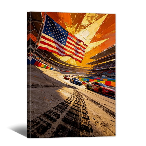 4th of July Canvas Canvas Print - Industry Landscape Wall Art American Flag Patriotic Paintings Americana Picture Artwork for Living Room Bedroom Bathroom