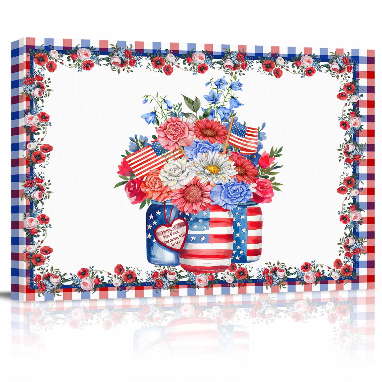 4th of July Canvas Print Wall Art American Flag Bottle Red Blue ...