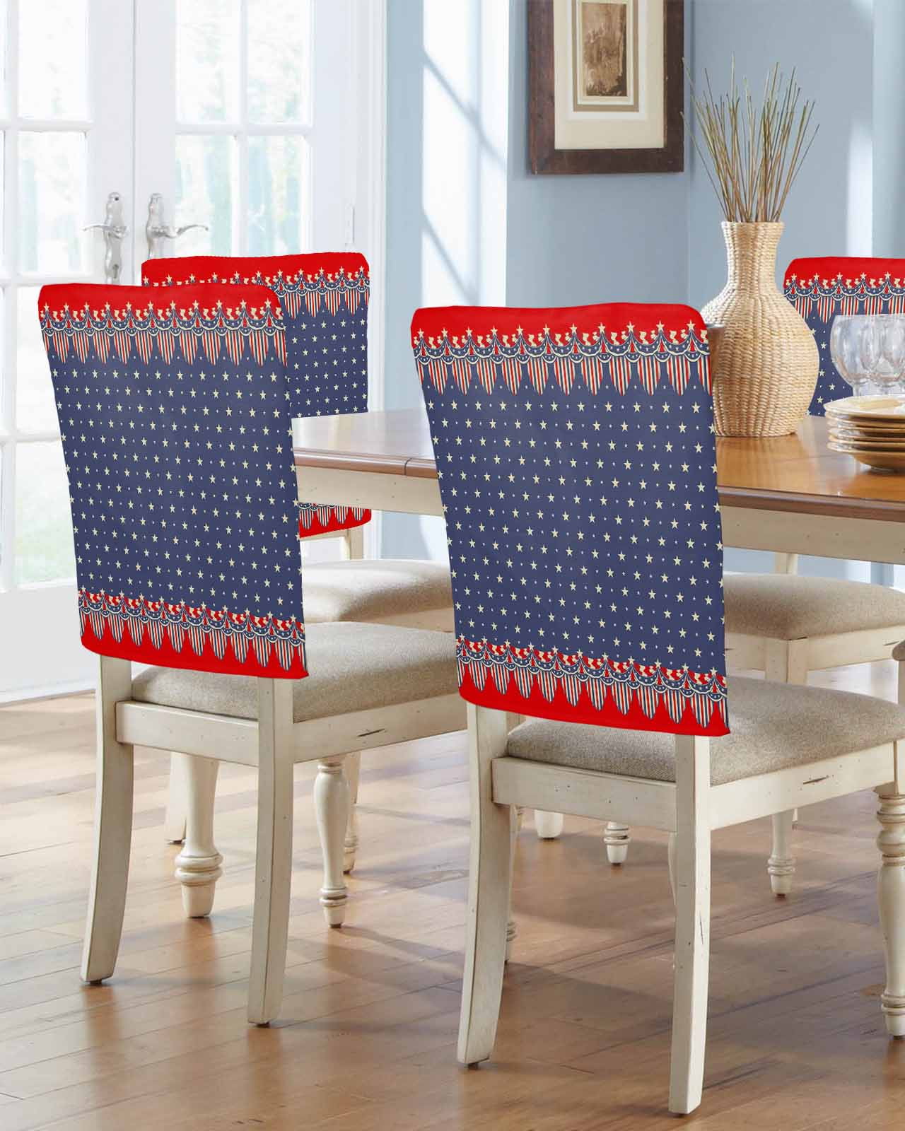 4th of July Chair Covers for Dining Room Set of 4, Dining Chair Back