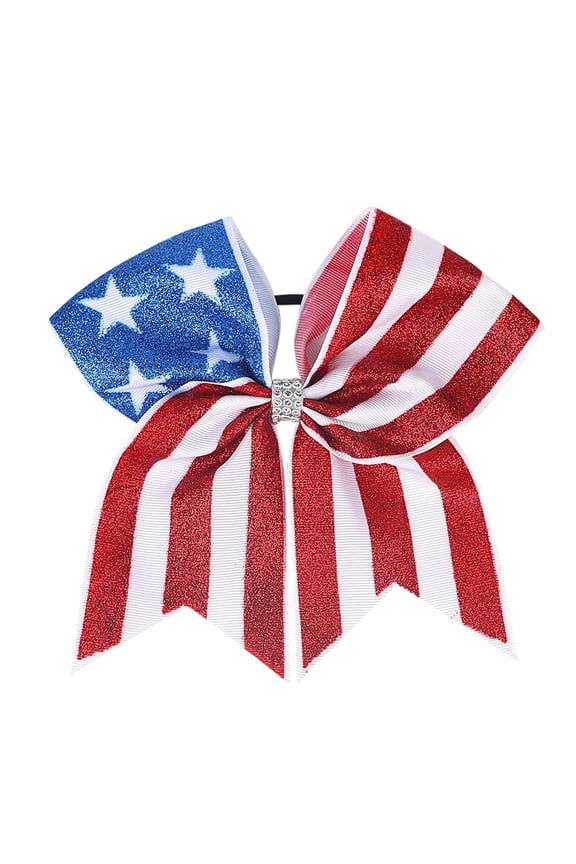 4th of July Cheer Bows Fourth of July Accessories Patriotic Red White and Blue Bow Hair Accessories Memorial Day Hair Bow Hair Scrunchies for Women Flag Design Accessories Party Supplies 1Pcs