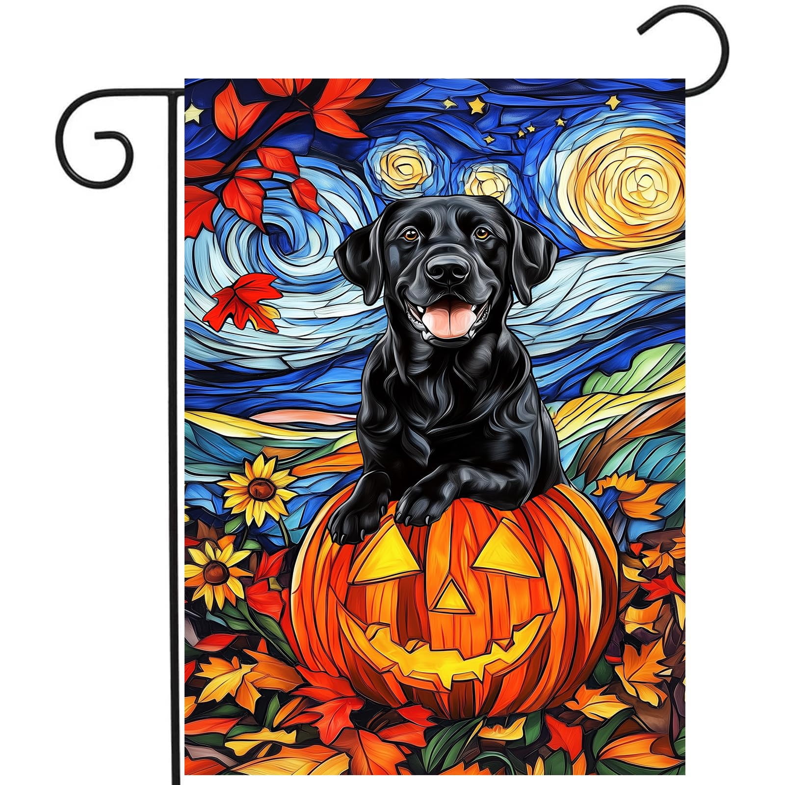 4th of July Chocolate Lab Garden Flag Red White Blue Floral Labrador Dog Yard Flags Small Memorial Independence Day Banner 12x18 Double Sided for Outside Outdoor Patriotic Decor