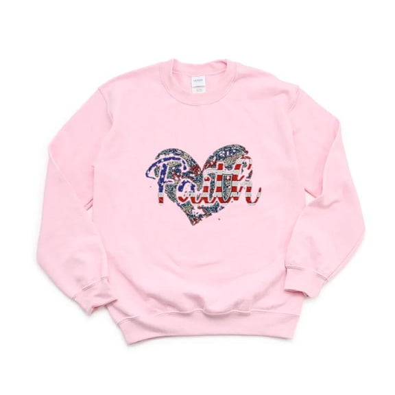 4th July Christian Faith Heart Religious USA Patriotic Independence Graphic SweatShirt Unisex, up to 5XL
