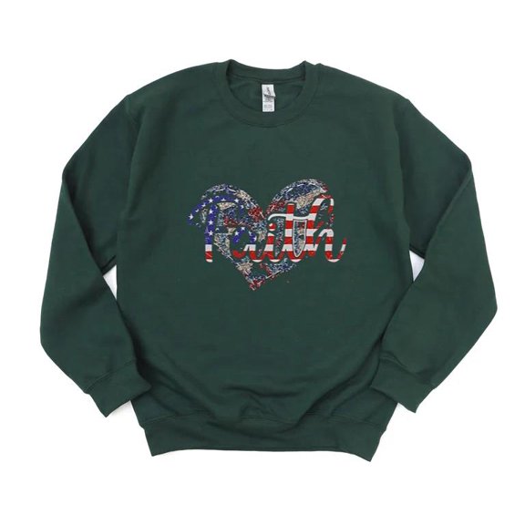 4th July Christian Faith Heart Religious USA Patriotic Independence Graphic SweatShirt Unisex, up to 5XL