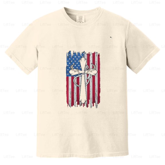 4th July Christian Hunter Fisherman USA Religious Patriotic American Flag Faith Art Comfort Color T-Shirt Unisex, up to 4XL