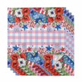 thumbnail image 1 of 4th of July Cloth Napkins, Independence Day Floral Checkered Stars Washable and Reusable Dinner Napkins Set of 4, Table Napkin for Kitchen Party Birthday Wedding Hotel Housewarming 20"x20", 1 of 9