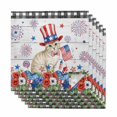 thumbnail image 1 of 4th of July Cloth Napkins, Independence Day Patriotic Flowers Cat Grey Washable and Reusable Dinner Napkins Set of 6, Table Napkin for Kitchen Party Birthday Wedding Hotel Housewarming 20"x20", 1 of 9
