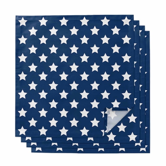 4th of July Cloth Napkins, Independence Day Patriotic White Star Blue Washable and Reusable Dinner Napkins Set of 4, Table Napkin for Kitchen Party Birthday Wedding Hotel Housewarming 20"x20"