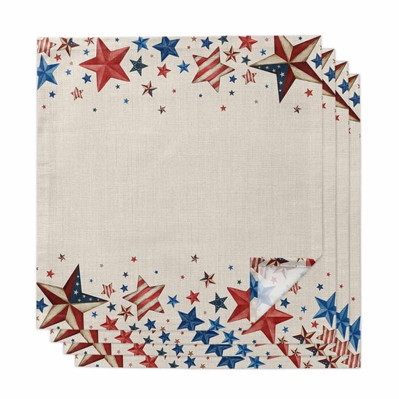 4th of July Cloth Napkins, Independence Day Star Rustic American Washable and Reusable Dinner Napkins Set of 4, Table Napkin for Kitchen Party Birthday Wedding Hotel Housewarming 20"x20"