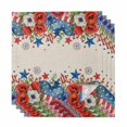 thumbnail image 1 of 4th of July Cloth Napkins, Red Blue Independence Day Floral Star Rustic Washable and Reusable Dinner Napkins Set of 4, Table Napkin for Kitchen Party Birthday Wedding Hotel Housewarming 20"x20", 1 of 9