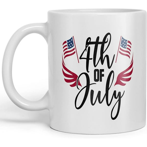 4th of July Coffee Mug Unique Drink Tea Cup Fourth of July Independence Day Minimalist Cups American Flag Design Porcelain Mugs for Home Kitchen Bar Club Coffee Shop Office