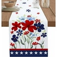 thumbnail image 1 of 4th of July Cotton Linen Table Runner Dresser Scarves, Stars Red Blue Table Runners for Dinning Table, USA Flag Theme Poppy Flower Kitchen Decor, Holiday Dinner Decoration-13x48 Inch, 1 of 6