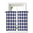 thumbnail image 1 of 4th of July Curtains 45 Inch Length,Sheer Curtains for Bedroom Living Room Window Independence Day Blue White Plaid Red Star Rod Pocket Drapes Kitchen Curtains Small Half Window 52"x45" 2 Panels, 1 of 6