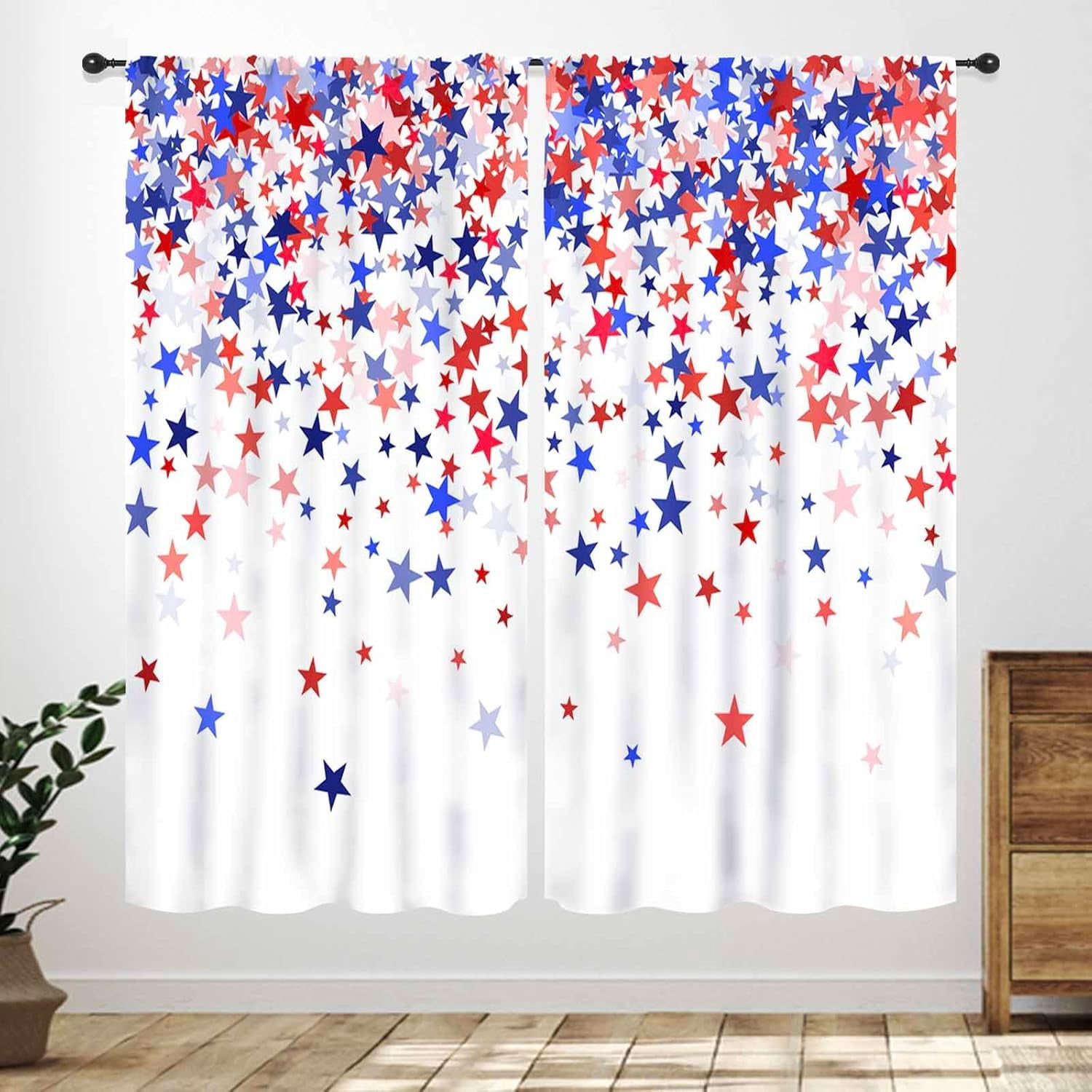 4th of July Curtains,Independence Day American Red White and Blue Stars ...