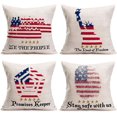 thumbnail image 1 of 4th of July Decor America Flag Outdoor Pillow Covers 18x18 Set of 4 Blue Red Stars Stripes Patriotic Quotes Independence Day Home Decorations Throw Pillow Covers for Sofa Couch, Cotton Linen, 1 of 6