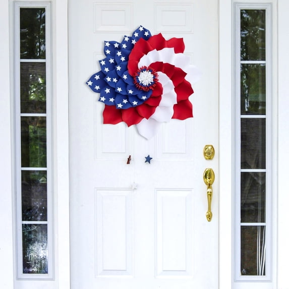 4th of July Decor Front Door Patriotic Wreath,Independence Day Fourth of Wreath and Veterans Day Decorative Wreath for Home Door Hanging Window Decoration Prop for America 250th