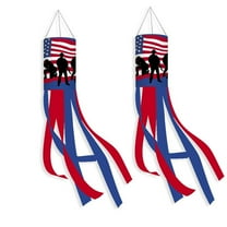 4th of July Decor,Set of 2 American Flag Windsock,Yard/Garden Outdoor Decorations Hanging,Wind Socks Hanging with Embroidered Stars Stripes,Fourth of July USA Patriotic Decoration