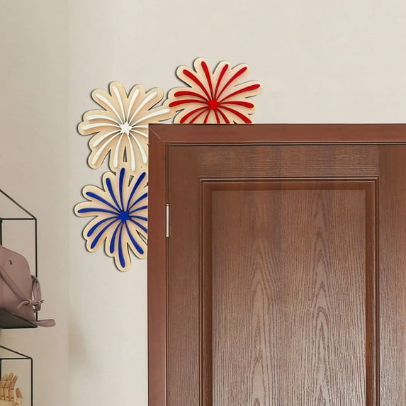 4th of July Decor, Wooden Door Corner Decoration Holiday Decoration Pendant Wooden Decoration Party Decoration Three Color Picture Decoration, Patriotic Decorations