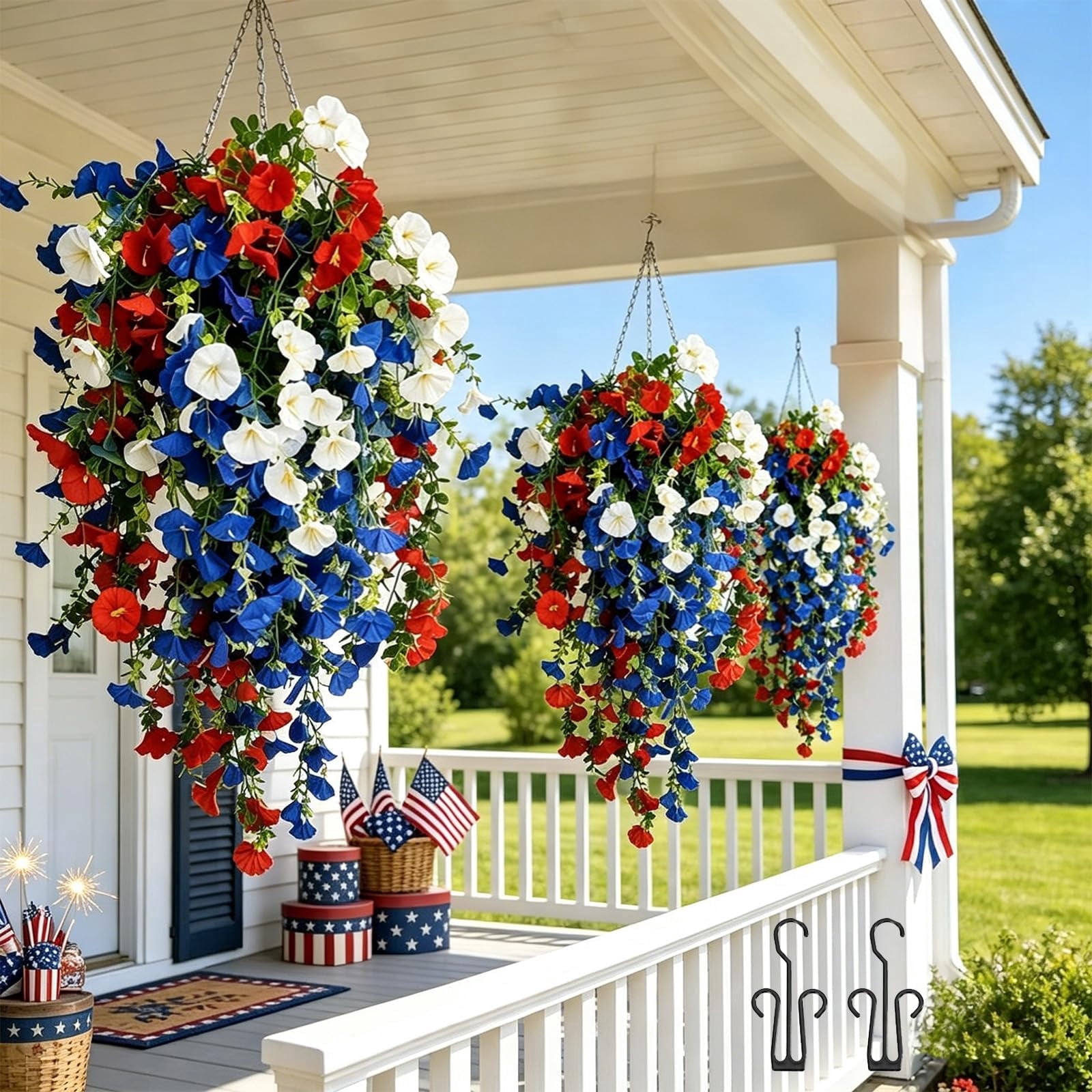 4th of July Decoration Tricolor Patriotic Artificial Flower, Red White ...