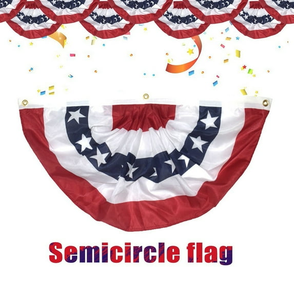 4th of July Decorations, 1.5 x 3 FT American Flag Banner, 1 PCS USA Pleated Fan Flags, Patriotic Bunting US Half Fan Flag for Fourth of July Independence Day Memorial Day Home Yard Outdoor Decor