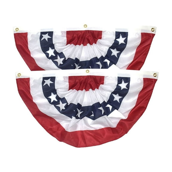 4th of July Decorations, 2/3/4/5Pcs USA Pleated Fan Flags, Half Fan Bunting Flag, Patriotic Bunting USA Half Fan Flag for Fourth of July Independence Day Memorial Day Home Yard Outdoor Decor