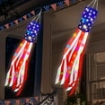 thumbnail image 1 of 4th of July Decorations, 2 Pack 40 Inch American Flag Windsock with Lights Red White Blue Star Stripes Patriotic Windsock Hanging Decorations Memorial Day Independence Day Fourth of July Outdoor Decor, 1 of 10