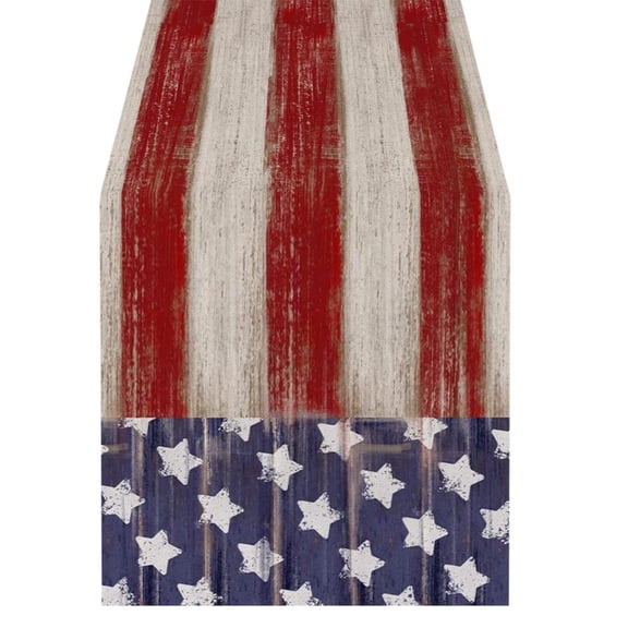 4th of July Decorations-250th Anniversary Patriotic American Flag Tablecloth for Memorial Day|Fourth of July Accessories for Home Outdoor Outside USA America 250th Merchandise,1 Pack(35.43"x13")