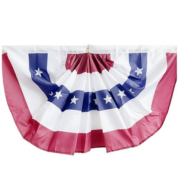 4th of July Decorations, 3 x 6 FT American Flag Banner, 1 PCS USA Pleated Fan Flags, Patriotic Bunting US Half Fan Flag for Fourth of July Independence Day Memorial Day Home Yard Outdoor Decor