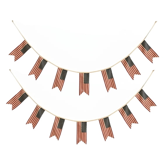 4th of July Decorations 5.91 FT Patriotic Bunting Banner, Red White Blue Stars Stripes Hanging Garland, Indoor Outdoor Independence Day Memorial Day Labor Day Party Supplies, 2PCS