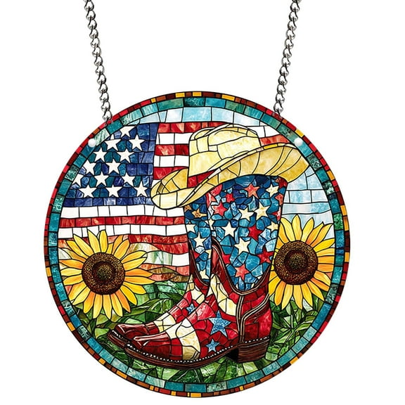 4th of July Decorations, 8 inch Double Sided Welcome Door Sign Patriotic Wreath for Summer Decor, Beach Hanging Sign for Front Door Wall Porch Home Indoor Outdoor