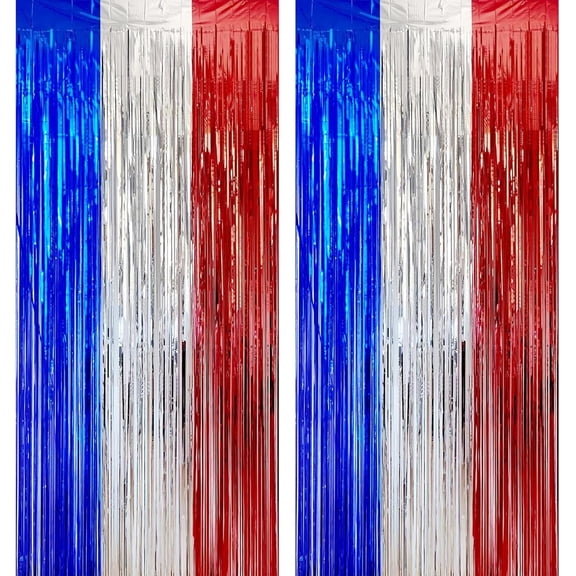 4th of July Decorations - American Flag Backdrop Streamers | Patriotic Memorial Day Decor for Indoor Outdoor Outside - Fourth of July Accessories for Door Wall Party Favors,2 Pack Red white and blue