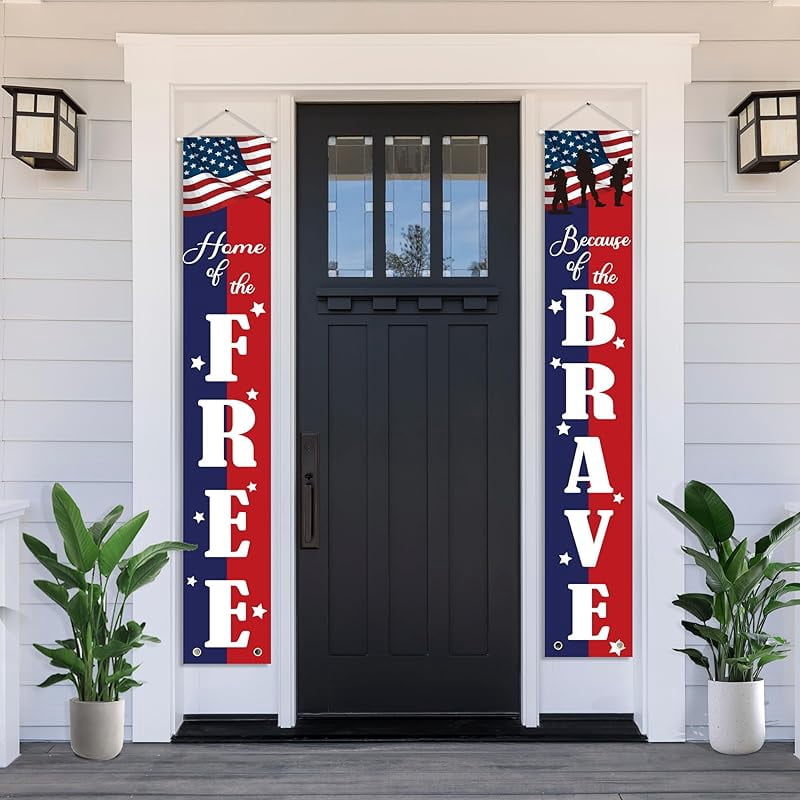 4th of July Decorations, American Flag Porch Sign Hanging Patriotic ...